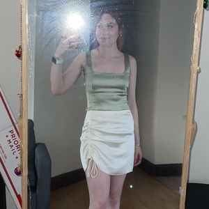 Aritzia wilfred satin tie-up mini skirt